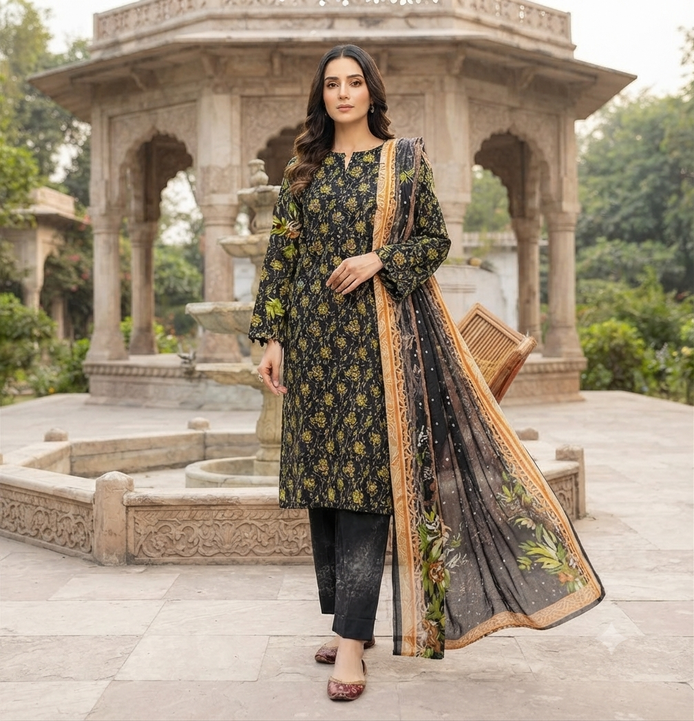Fiza Noor Original Digital Printed 3-Piece Lawn Suit | 5-Meter Cutting