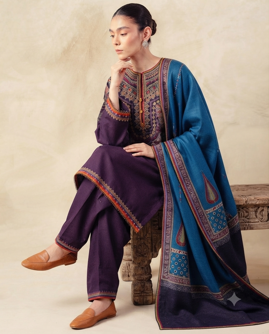 Elegant Floral Motif Festive Suit