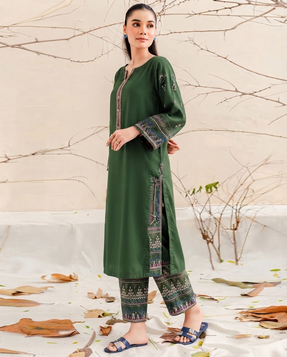 Elegant Floral Motif Festive Suit
