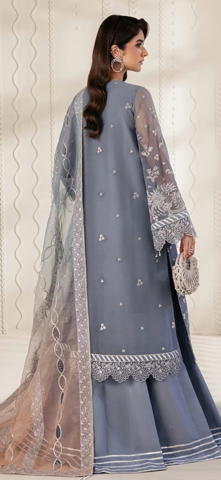 Zarif Premium Chiffon Net & Malai Heavy Embroidered Unstitched Suit with Ready-to-Wear Cutwork Dupatta