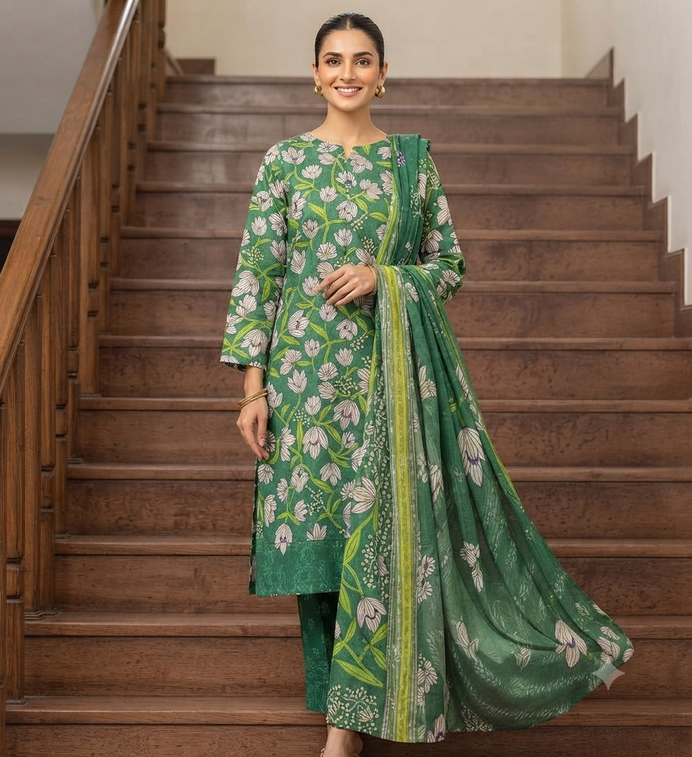 Fiza Noor Original Digital Printed 3-Piece Lawn Suit | 5-Meter Cutting