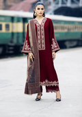 Embroidered Velvet Kurta and Trouser Ensemble