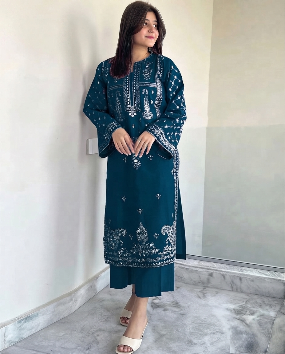 Elegant Floral Motif Festive Suit