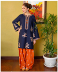 Embroidered Velvet Kurta and Trouser Ensemble
