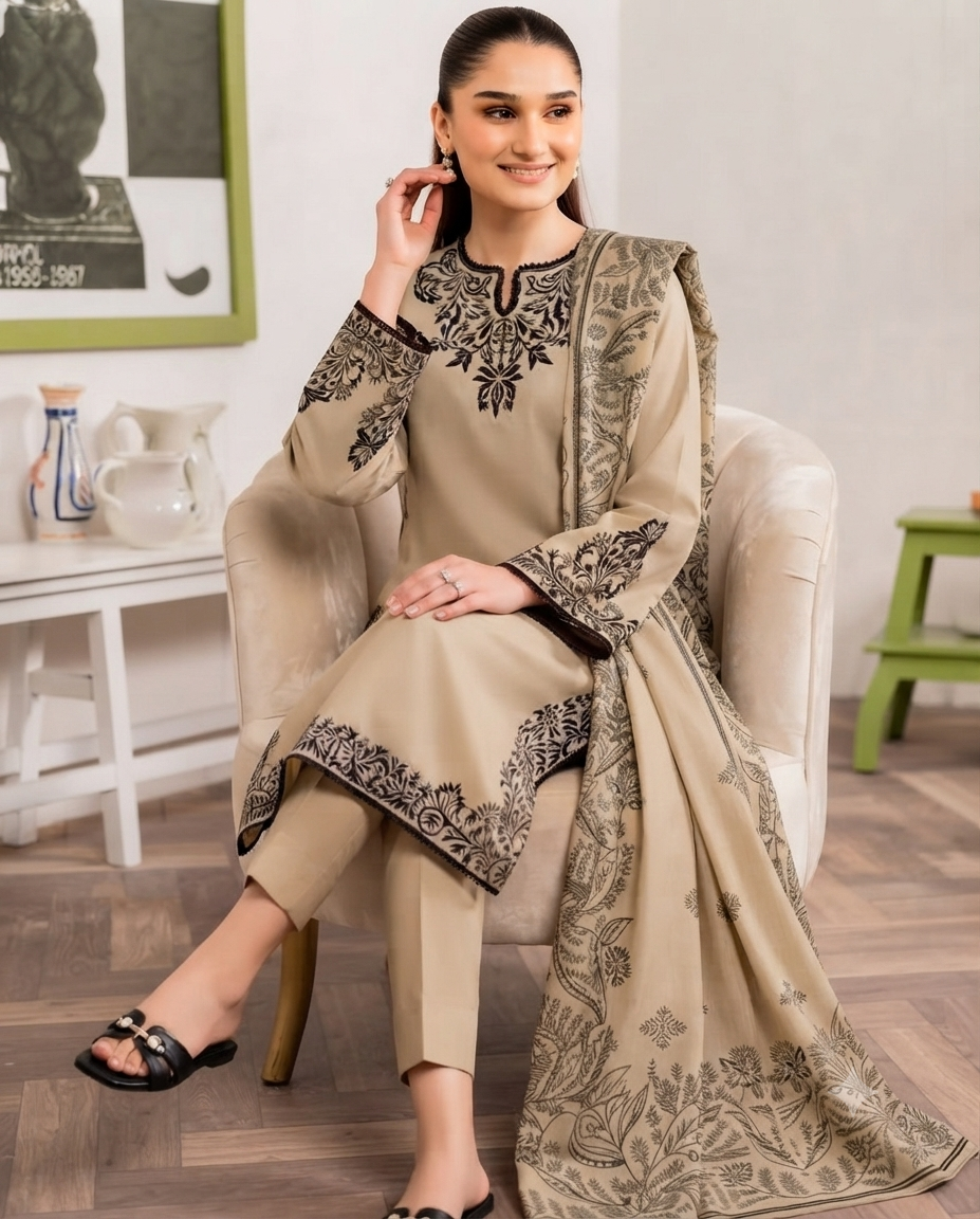 Elegant Floral Motif Festive Suit
