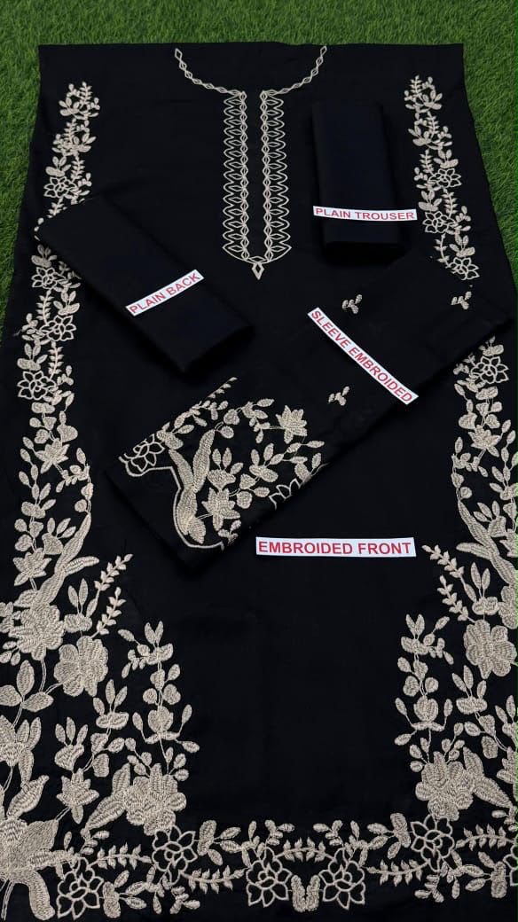 Embroidered Velvet Kurta and Trouser Ensemble