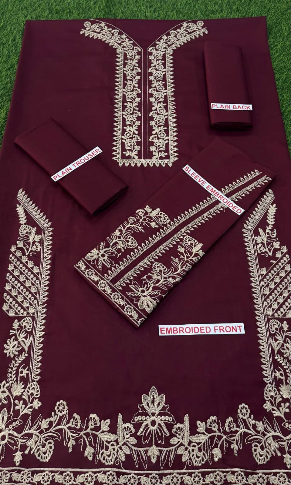Embroidered Velvet Kurta and Trouser Ensemble