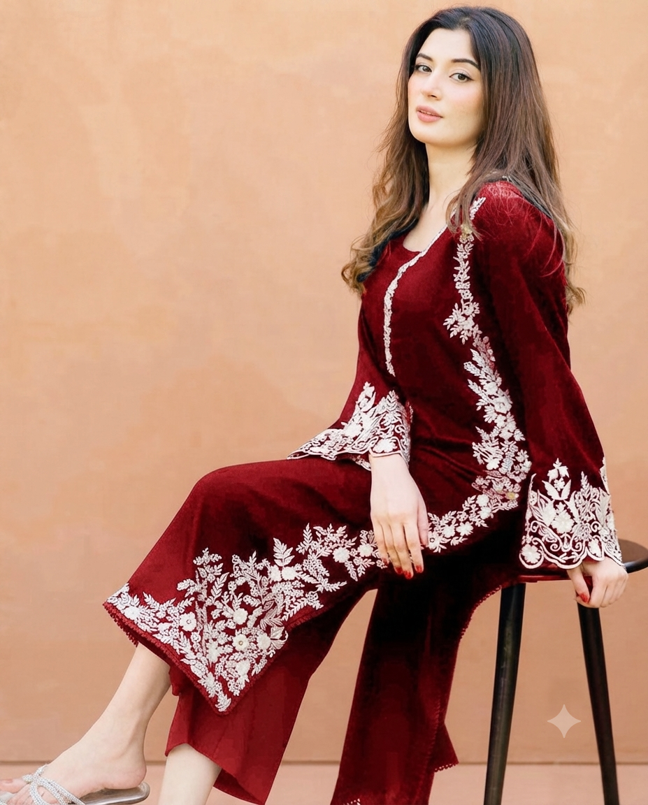 Elegant Floral Motif Festive Suit