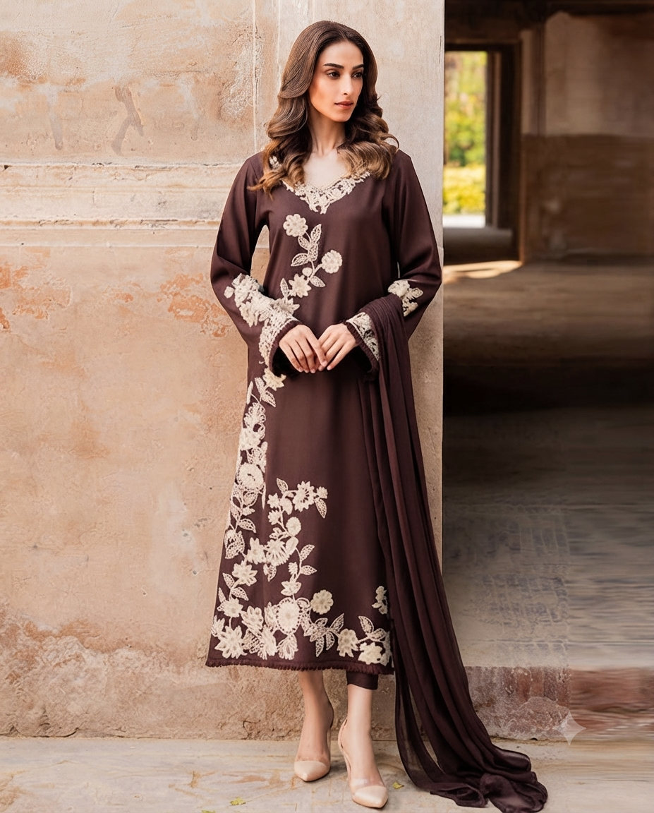 Elegant Floral Motif Festive Suit