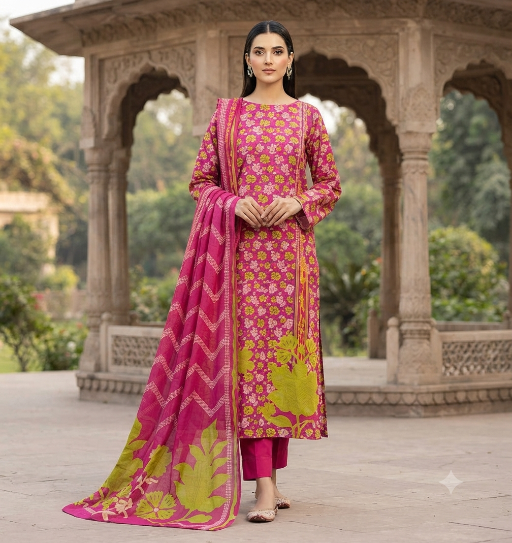 Fiza Noor Original Digital Printed 3-Piece Lawn Suit | 5-Meter Cutting
