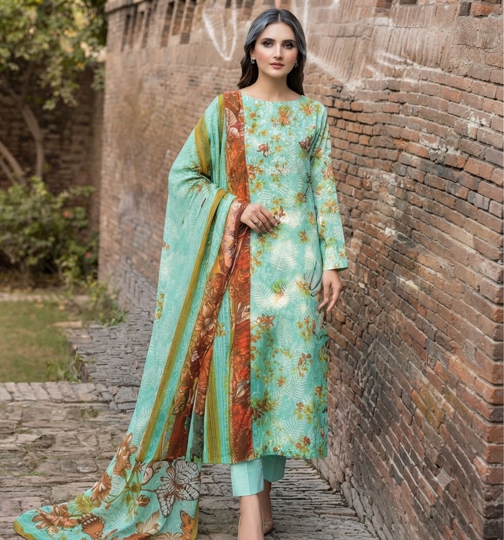 Fiza Noor Original Digital Printed 3-Piece Lawn Suit | 5-Meter Cutting