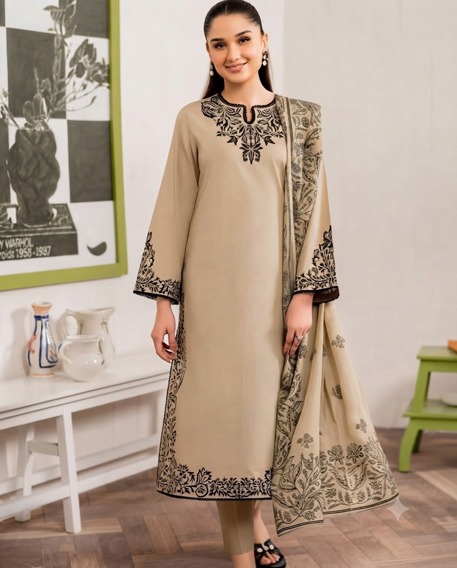 Elegant Floral Motif Festive Suit