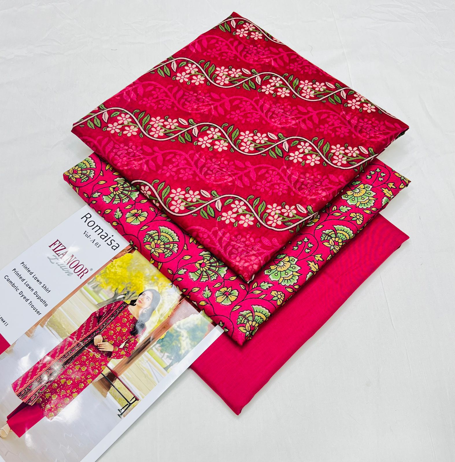 Fiza Noor Original Digital Printed 3-Piece Lawn Suit | 5-Meter Cutting